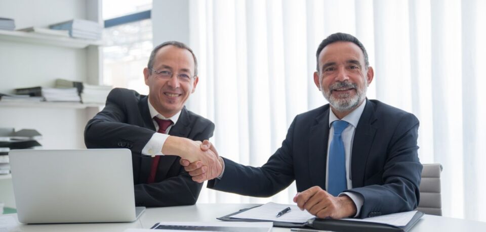Empresarios cierran un acuerdo de inversión con un apretón de manos